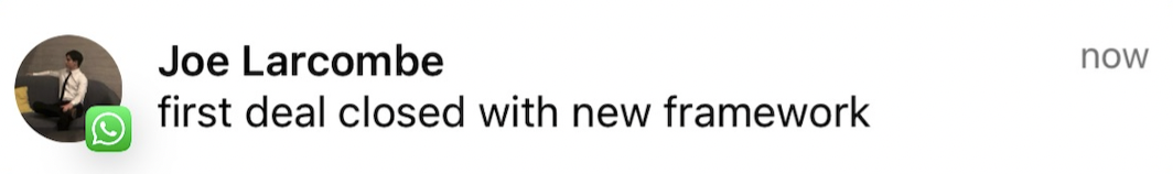 First deal closed with new framework